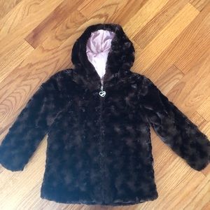 Furry brown coat for toddlers.